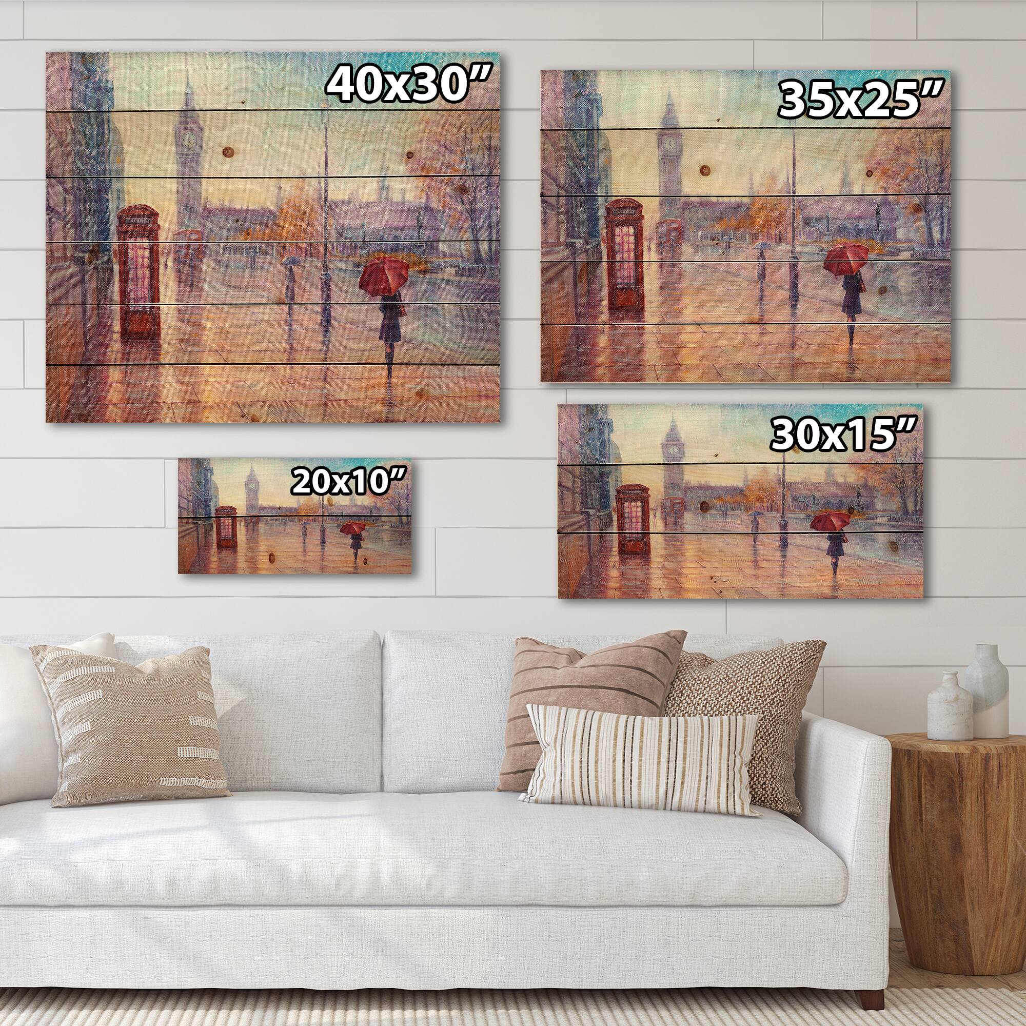 Designart - Big Ben and Woman With Red Umbrella In London